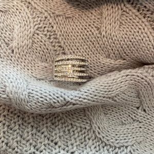 Silver and Cubic Zirconia Stacked Illusion Ring